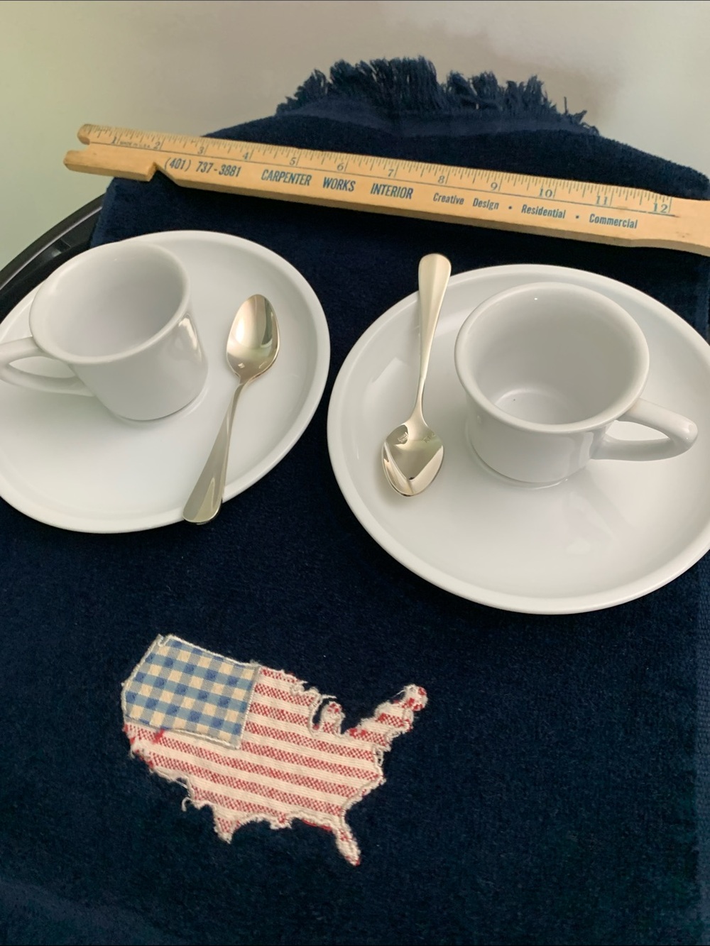 Oneida White Porcelain Demitasse Cup, Saucer and Spoon Set of 2 NWOT